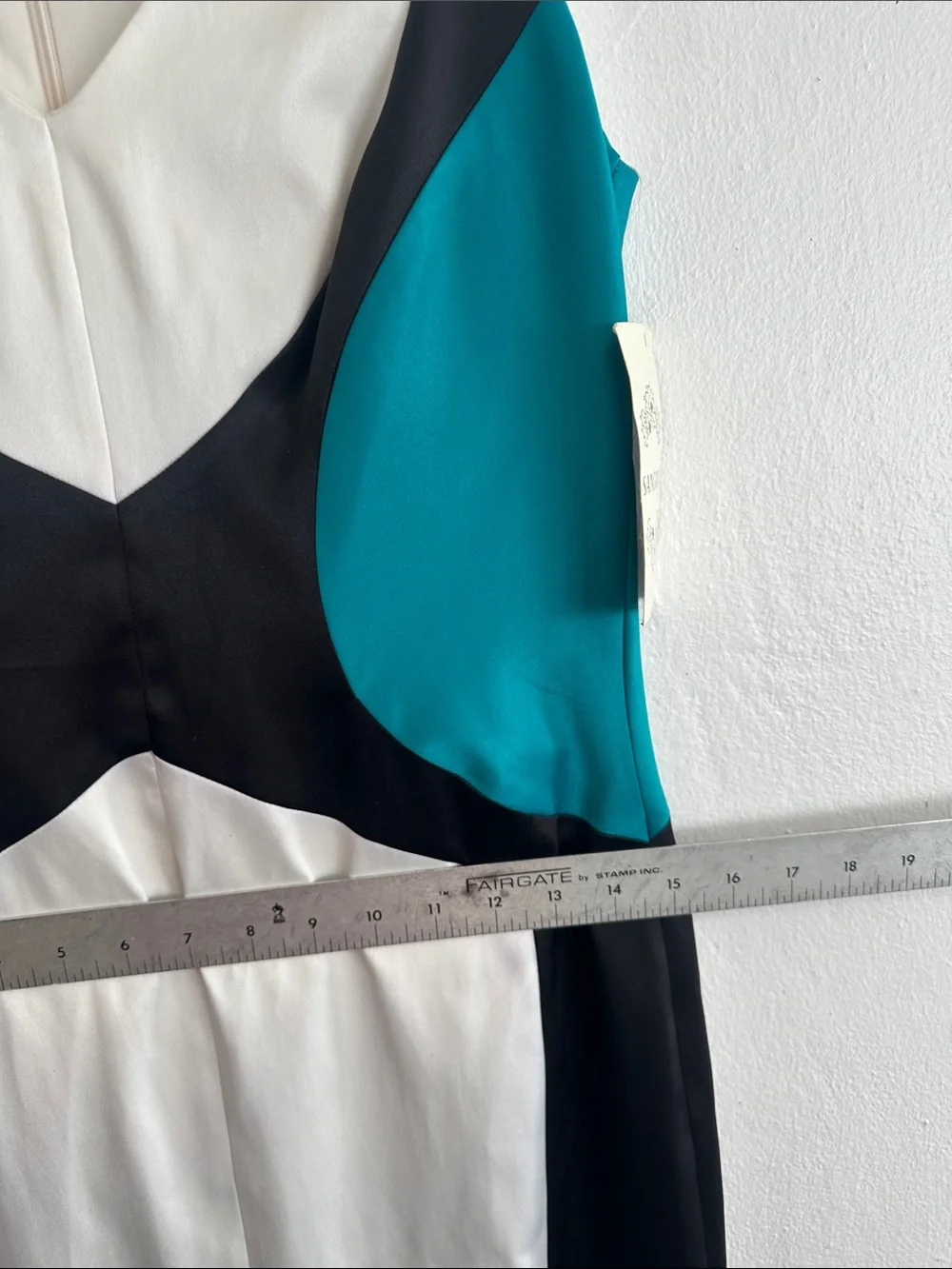 Signature by Sangria White, Black & Teal Colorblock Mini Dress